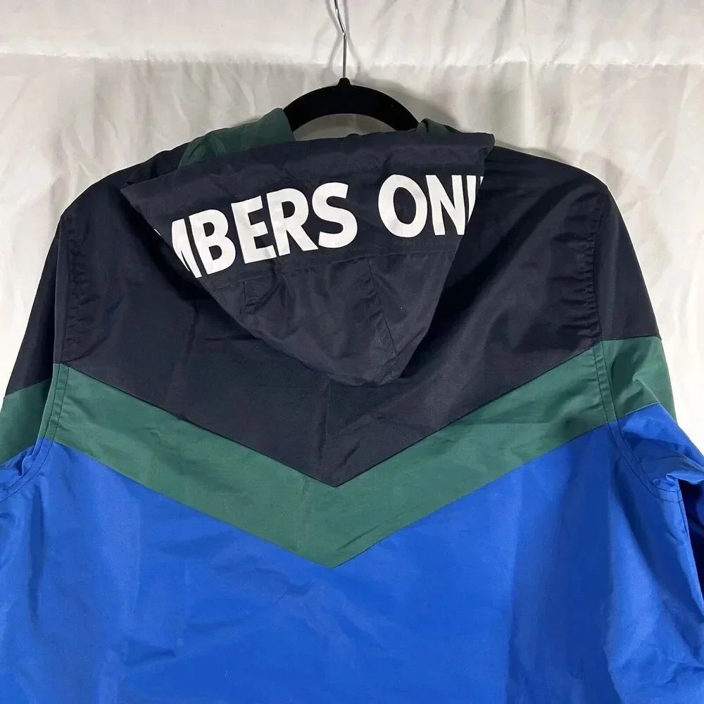 Members Only Jacket Men's Small Blue Green Hooded Pockets 1/4 Zip Pullover